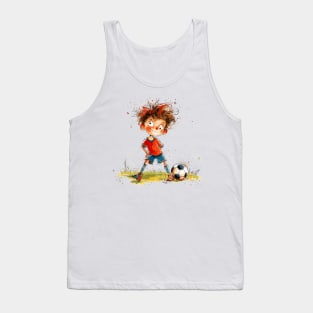 Little Boy Playing Soccer Tank Top